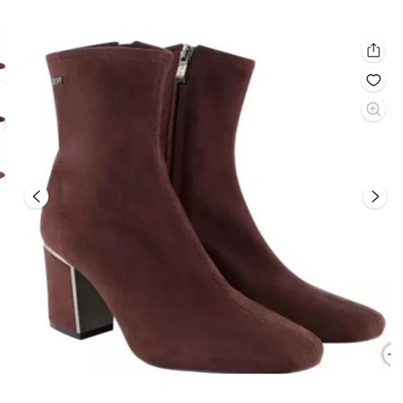 DKNY “Cavale-Heeled Dress Boot” Soft Micro Suede ~ women's bootie 7 burg - Picture 2 of 3